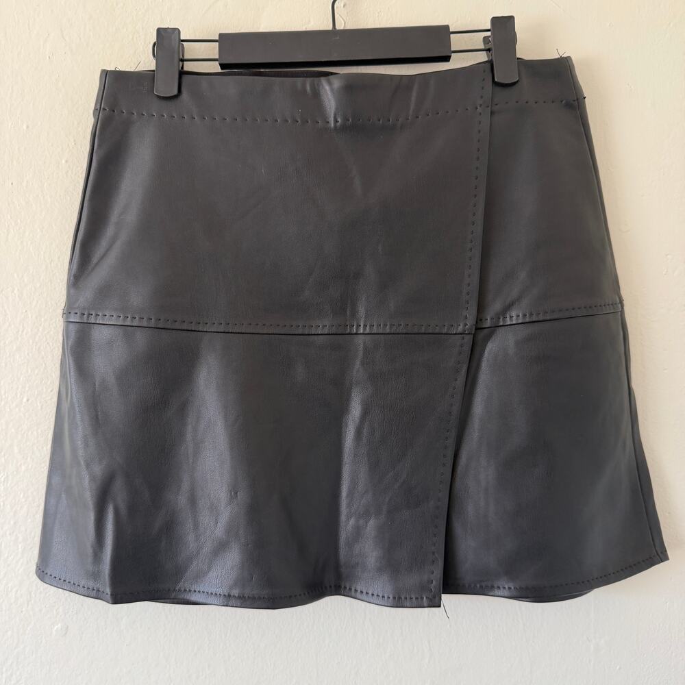 Max Studio faux leather wrap mini skirt
